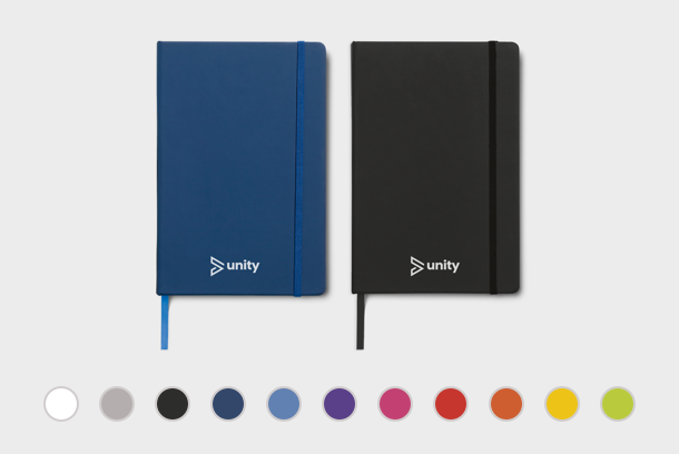 A5 printed notebooks with your company logo - available online at Helloprint