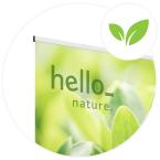 a printed roll up banner printed on eco friendly material available at Drukwerkgigant with custom printing options for a cheap price