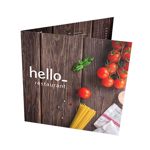 Cartas de menú para restaurantes con un pliegue