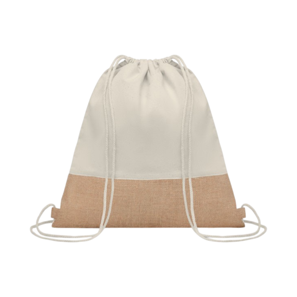 INDIA Kordelzugtasche mit Jute Details