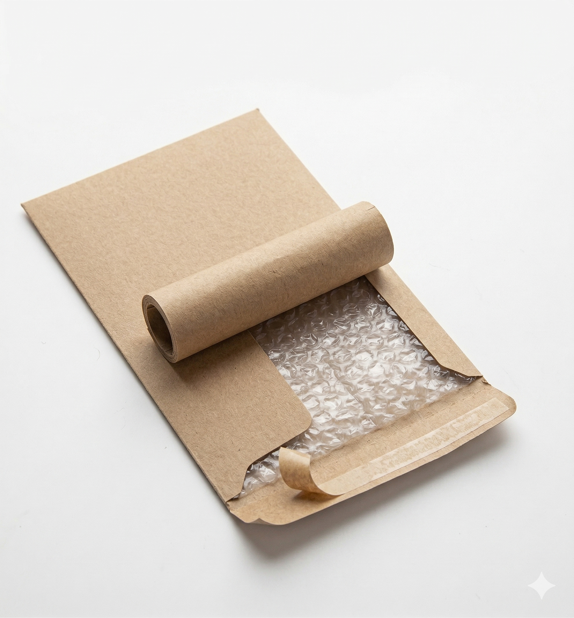 Kraftpapier met bubbelplastic