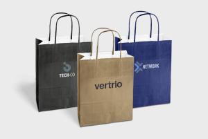 Ribbed Kraft Paper Bags with White Interior