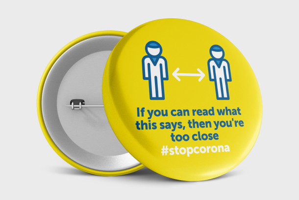 Yellow Safety COVID-19 Buttons n°1