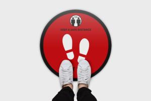 Covid-19 Round Safety Floor Stickers - Red