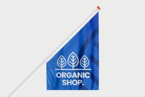 Printed Shop flags with your shop logo for a custom communication - available at Helloprint