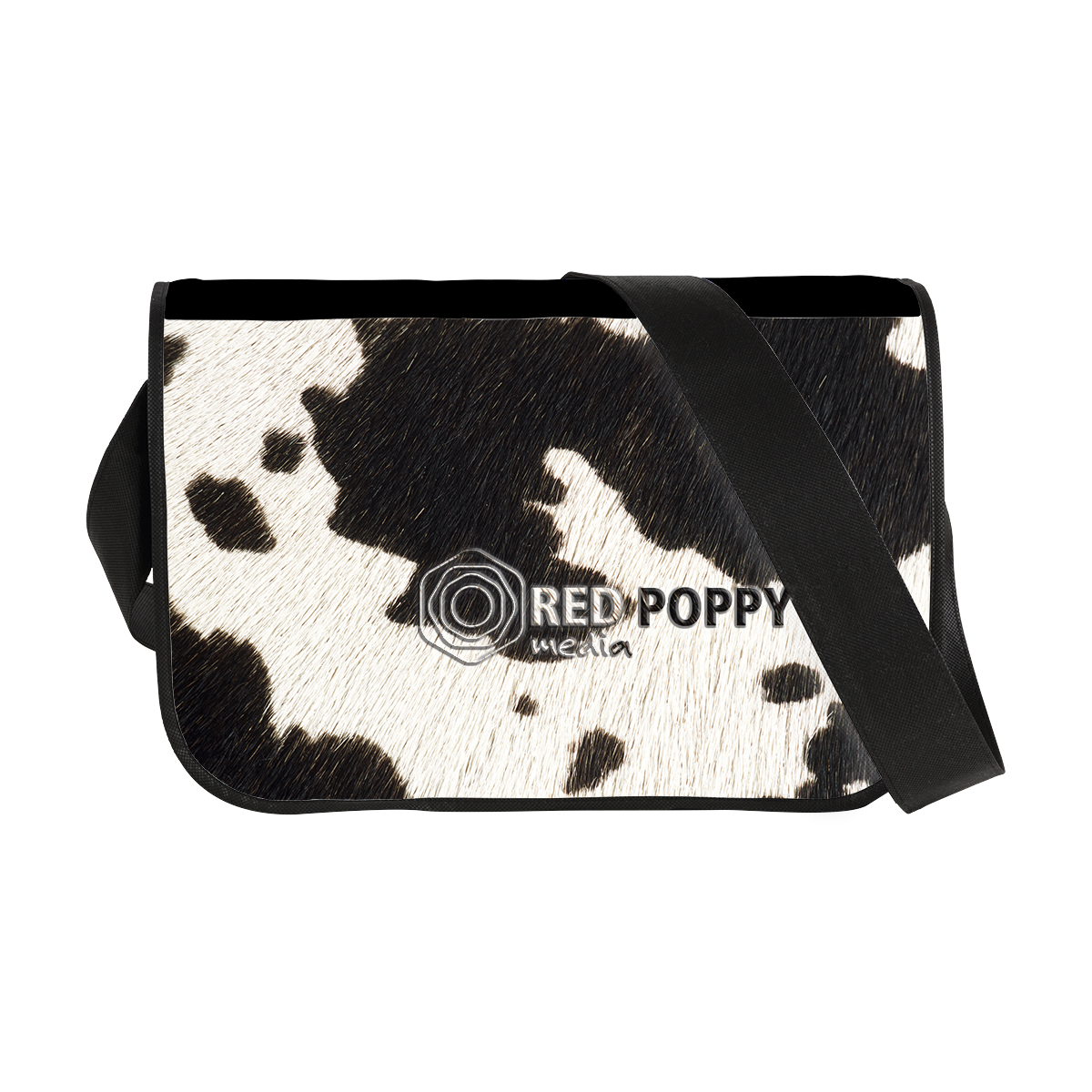 A black and white postman bag available with full colour custom printing options for a cheap price at Helloprint