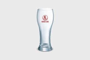 A 32 cl beer glass with a Belgian design available at Helloprint with a personalised logo or image printed on the side